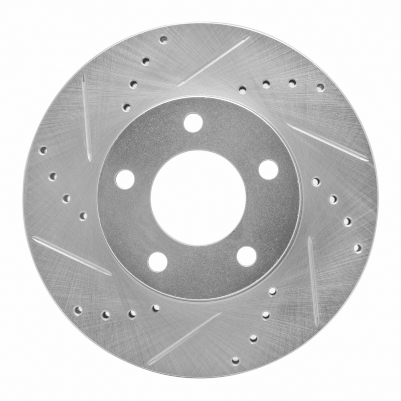 Ford Escape Brake Rotor (1) - Front Left - R1 Concepts - Drilled & Slotted - Silver - `01-`07